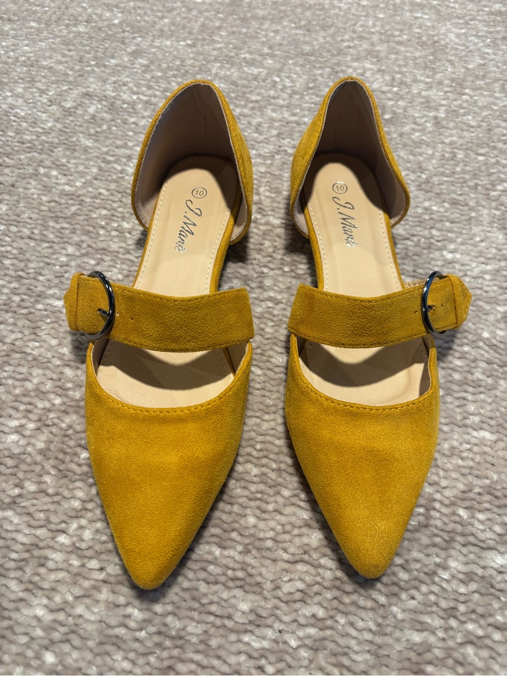 J.Marie Suede Mustard D'Orsay Flats with Buckle Strap -New